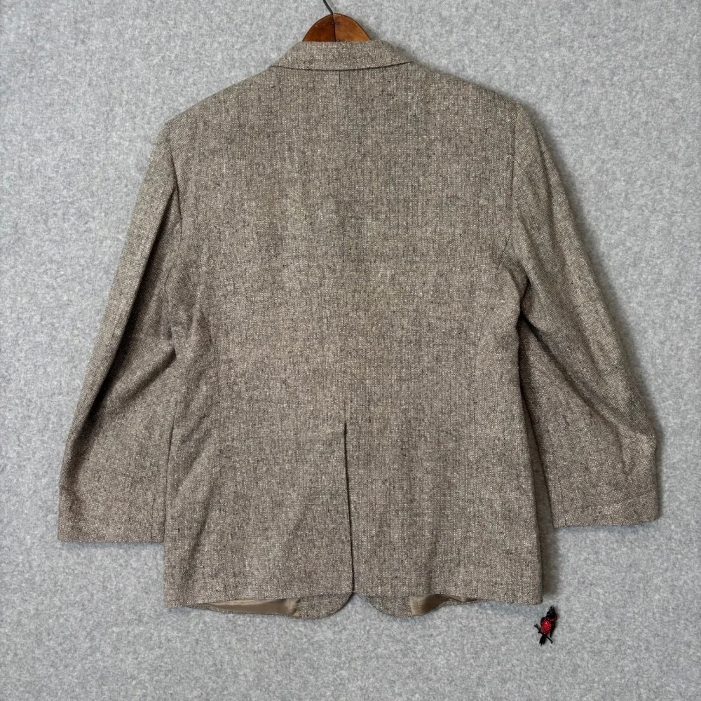 Barrington Men's 42S Blazer Tan Brown Silk Tweed 2‎ Button Sport Coat 42 Vintage